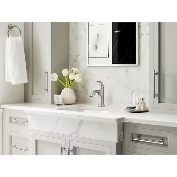 SOLD! MOEN Wellton Brushed Nickel One Handle Bathroom Faucet (Sealed in box) - Picture 2 of 10